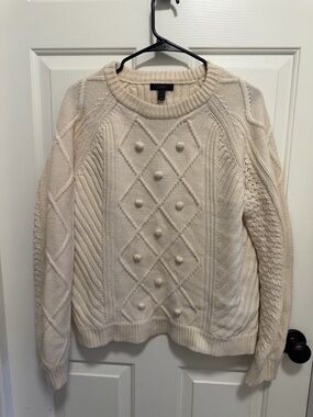 J.Crew Cable Pom Pom Sweater Merino Wool Irish Size Large